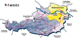 Lage von Ternitz in Österreich